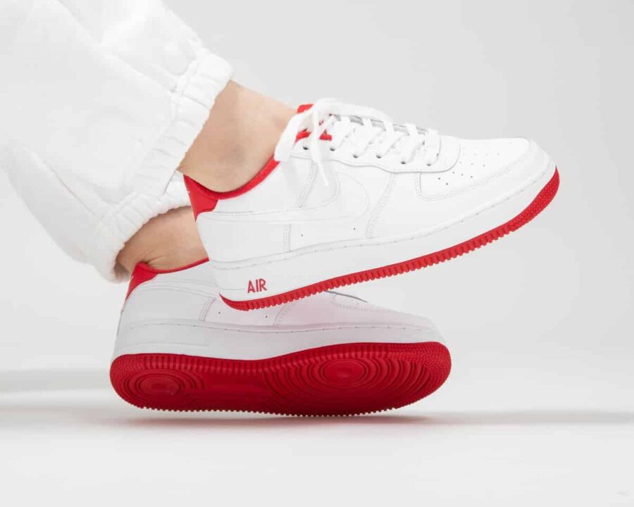 giày nữ nike air force 1 gs 'white university red' cd6915-101