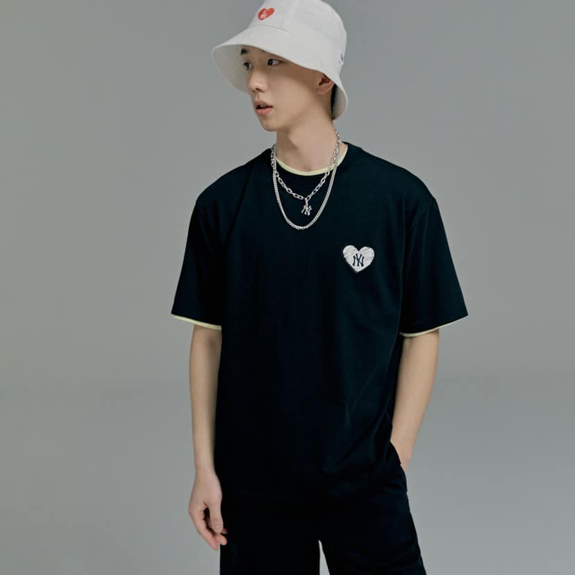 áo phông mlb heart overfit black 31tsh1131-50l