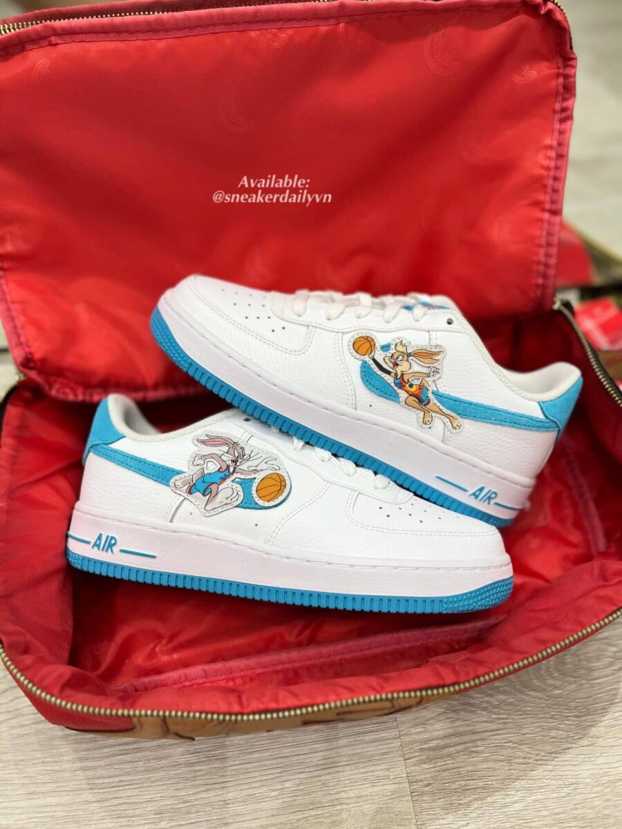 giày 'space jam' x nike air force 1 '07 'hare' (gs) dm3353-100