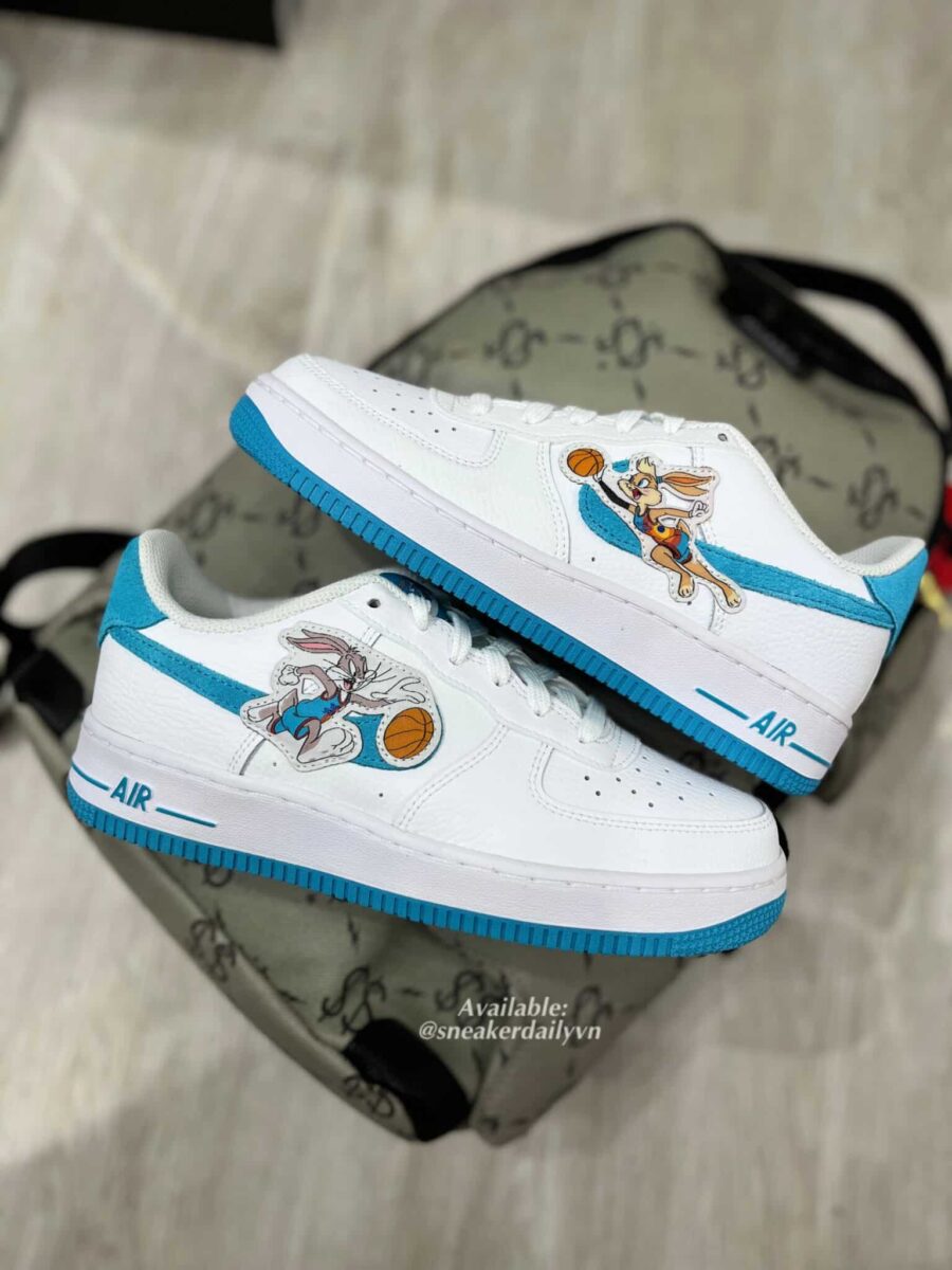 giày 'space jam' x nike air force 1 '07 'hare' (gs) dm3353-100