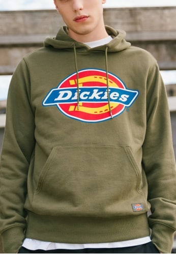 áo hoodie dickies french terry brand logo print 'military green' dk008715mgr