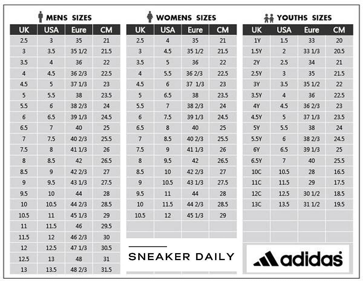 adidas size chart