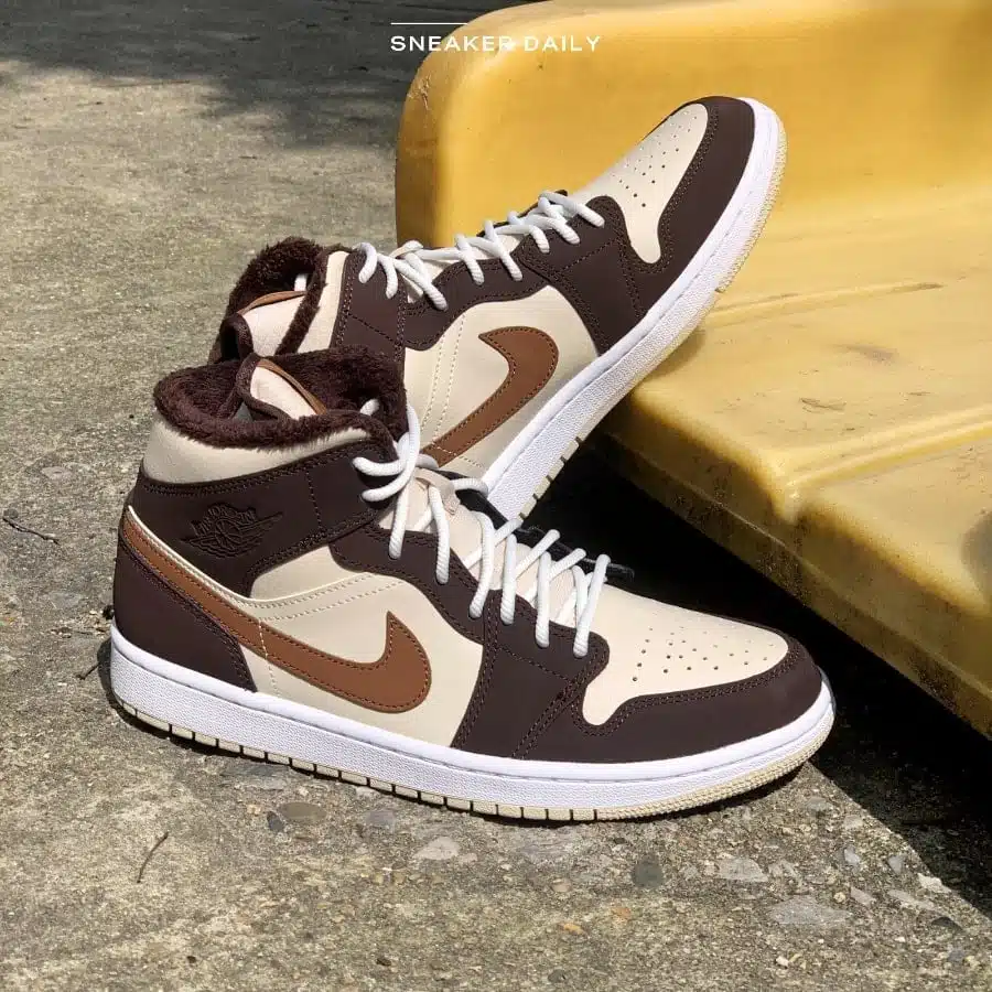 womens air jordan 1 mid cream dark chocolate