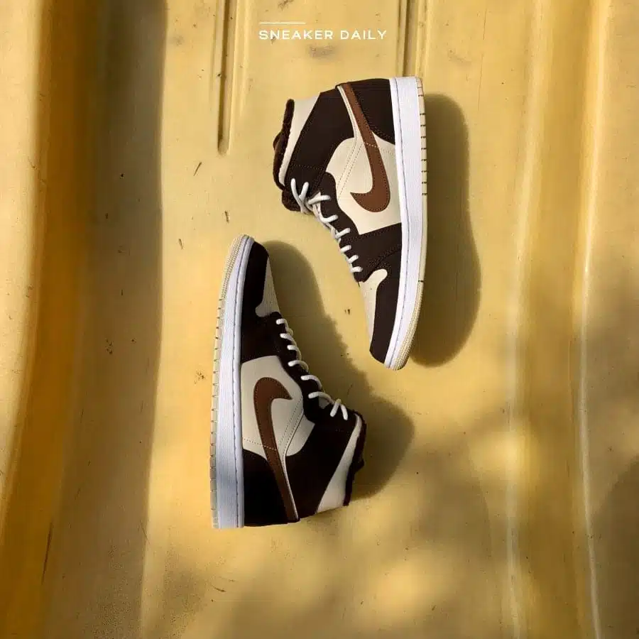 womens air jordan 1 mid cream dark chocolate