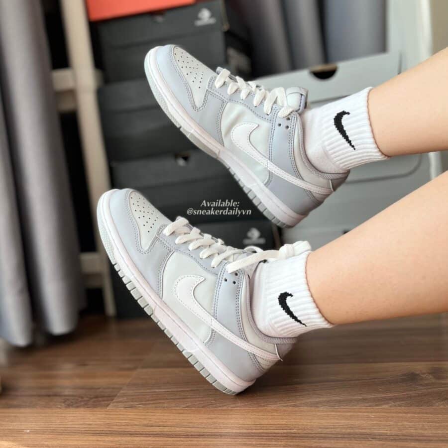 giày nike dunk low 'pure platinum' (gs) dh9765-001