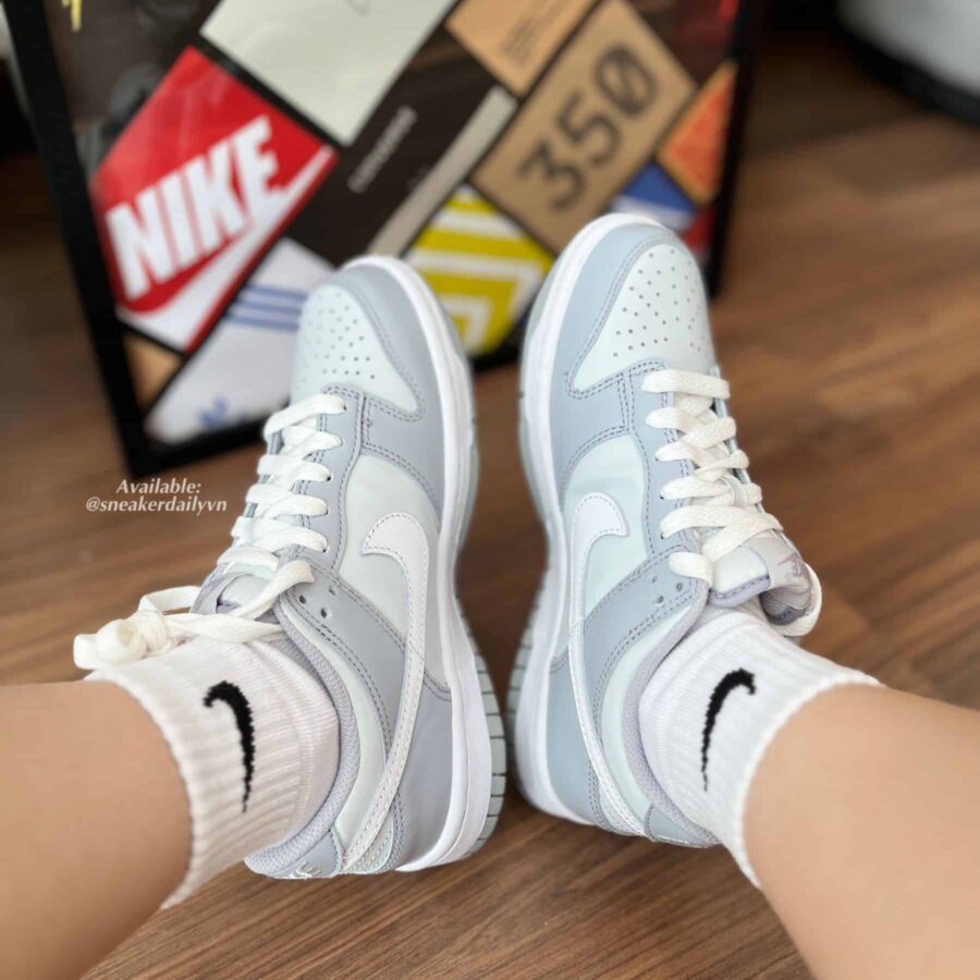 giày nike dunk low 'pure platinum' (gs) dh9765-001