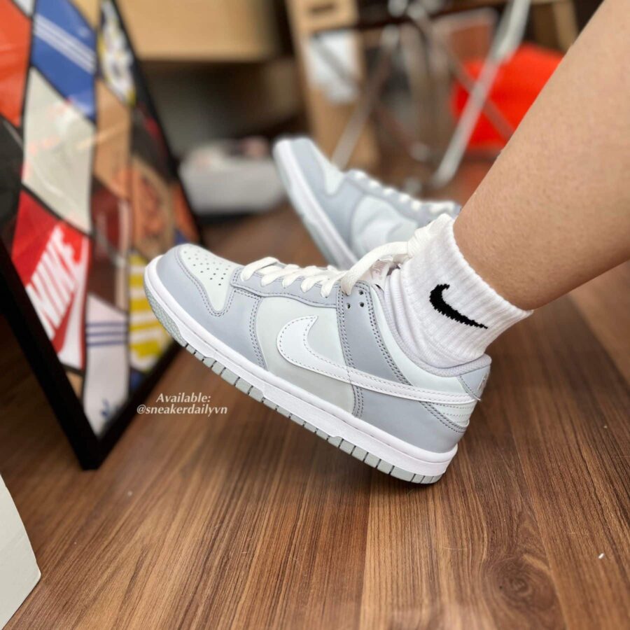 giày nike dunk low 'pure platinum' (gs) dh9765-001