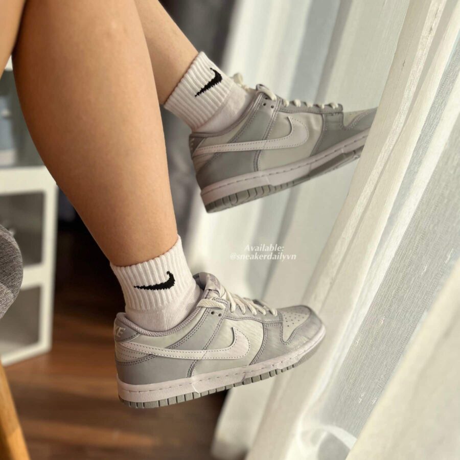 giày nike dunk low 'pure platinum' (gs) dh9765-001