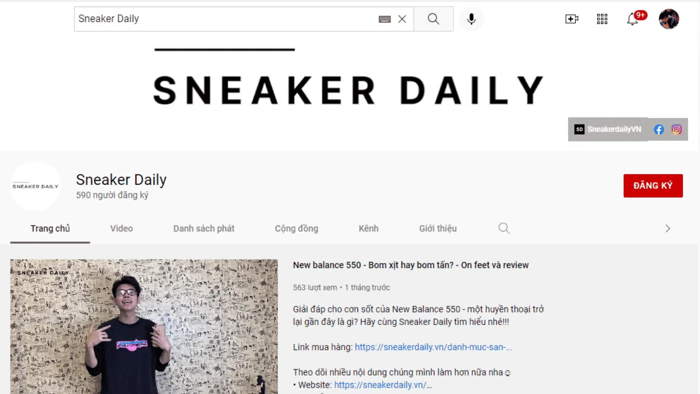 freeship cho mọi đơn hàng khi follow kênh youtube của sneaker daily!