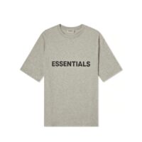 áo fear of god essentials front logo tee - oatmeal heather