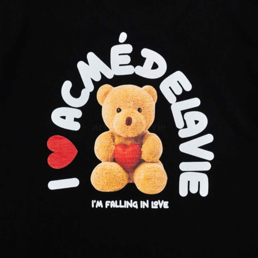áo thun adlv i love teddy bear short sleeve t-shirt black
