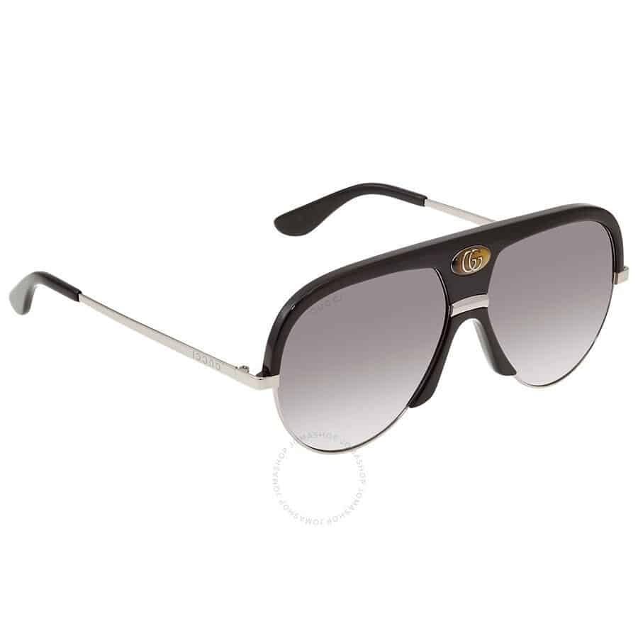 black plastic aviator sunglasses grey gradient lens gg0477 002 (2)
