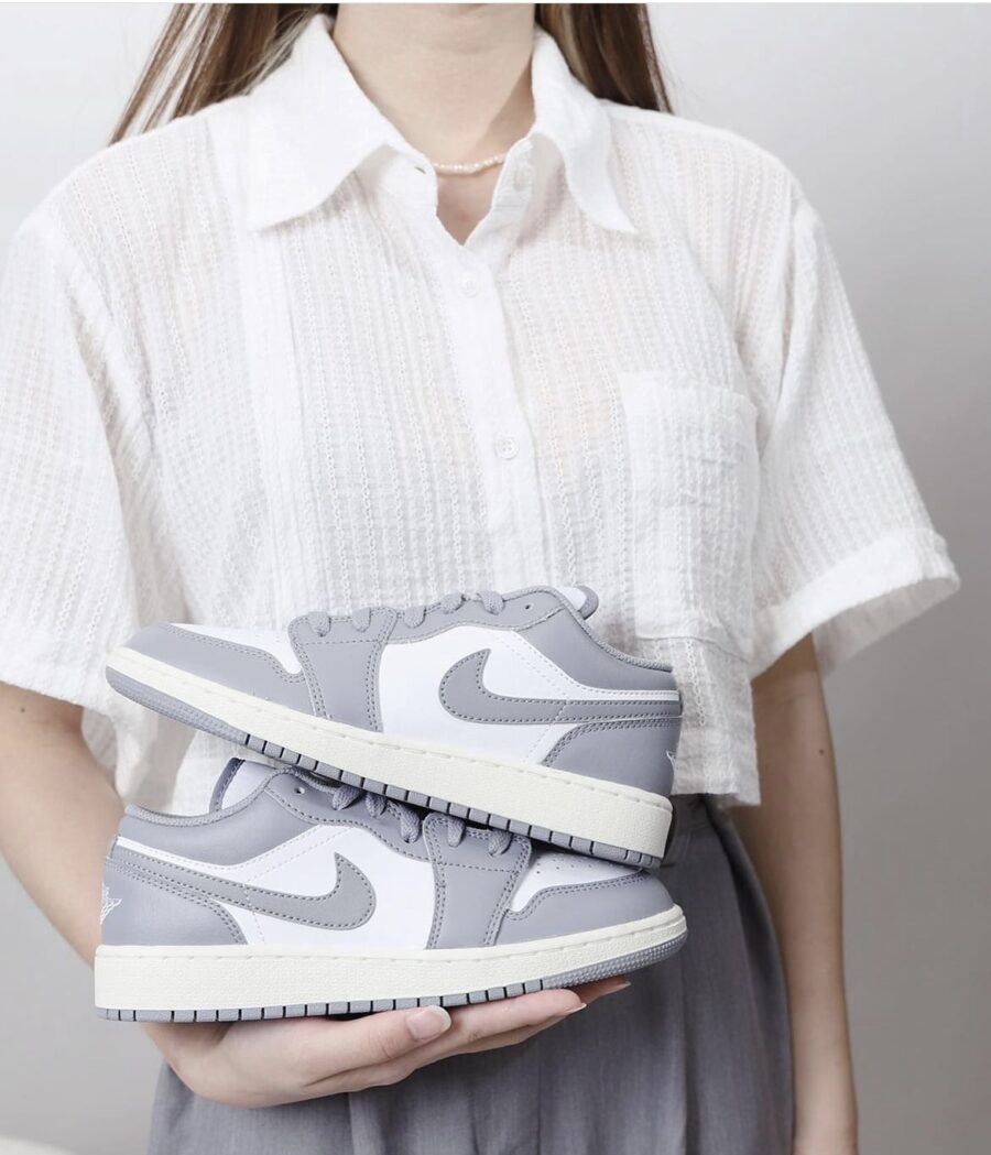 giày nike air jordan 1 low 'vintage grey' (gs )553560-053