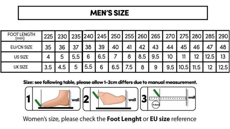 tìm hiểu: bảng size giày chuẩn nhất và cách đo size giày đúng