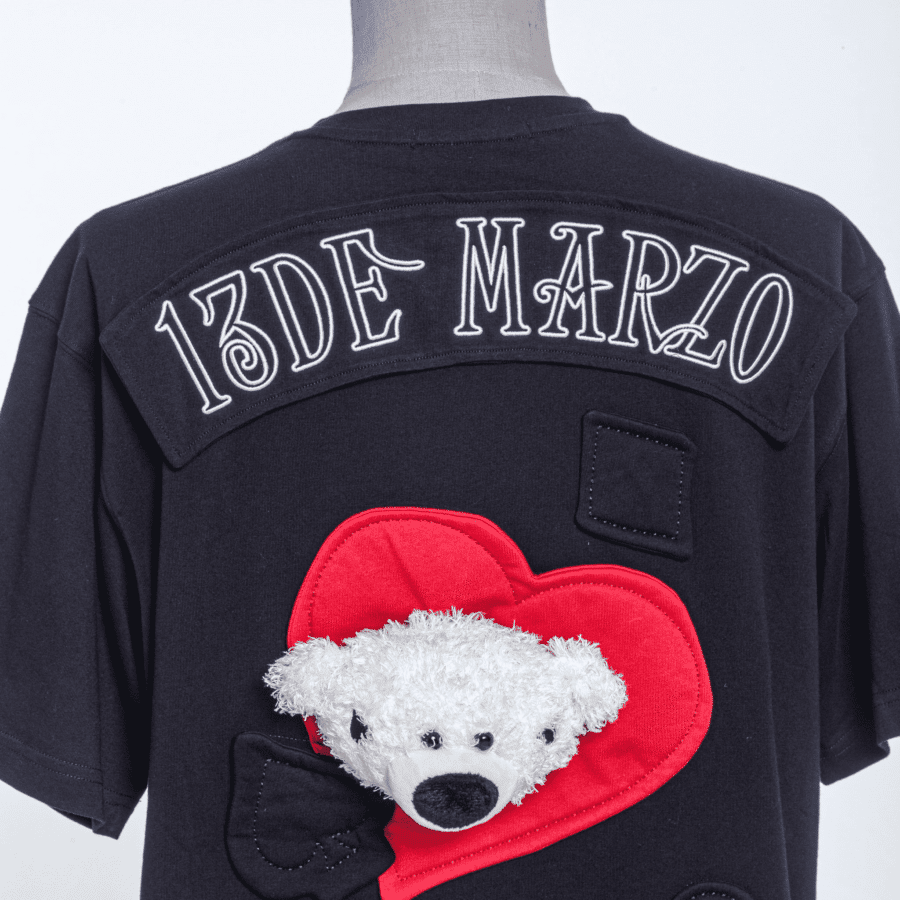 áo 13de marzo poker heart suit protuberate black t-shirt 13dm-phsp