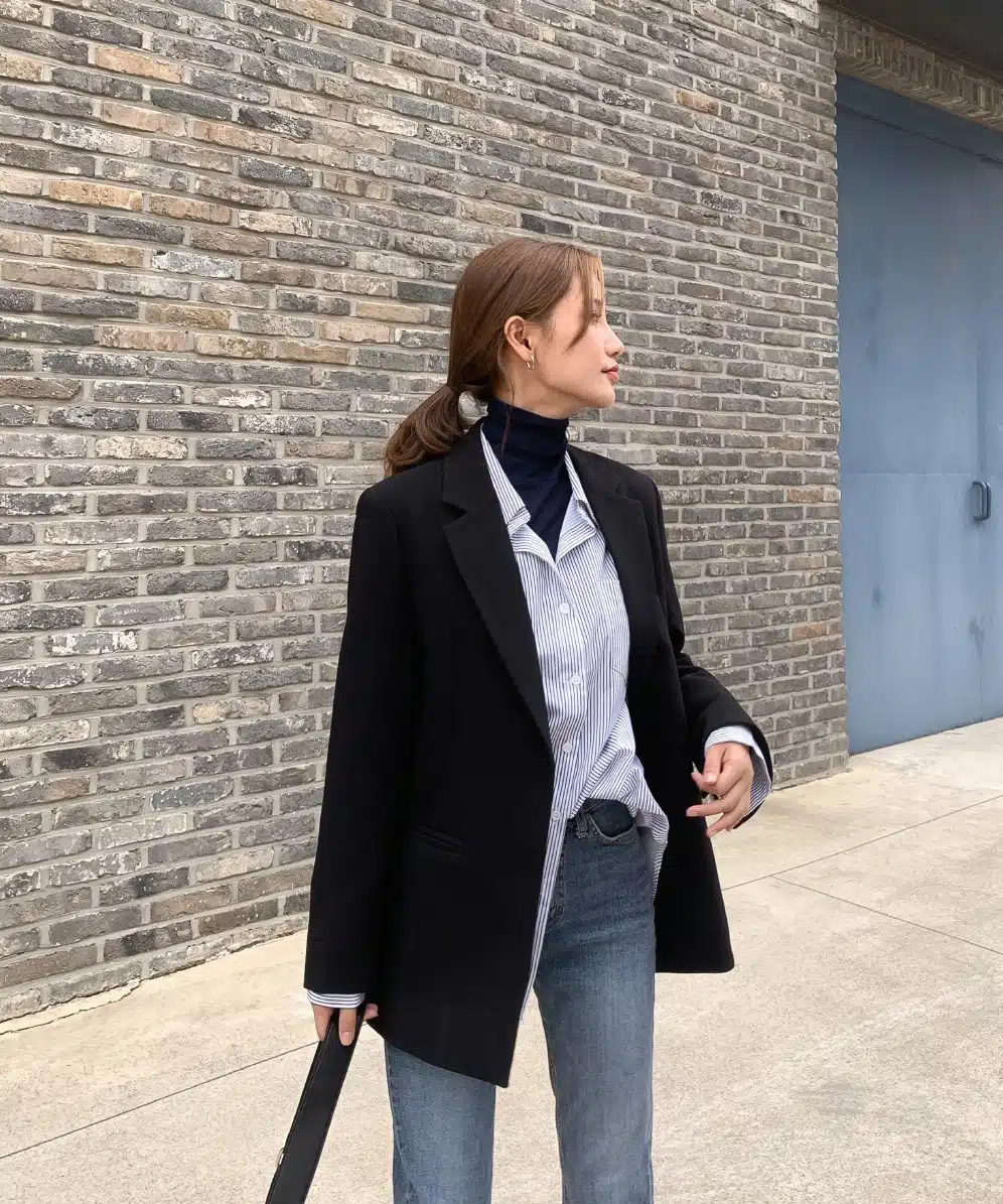 áo sơ mi nữ phối với áo blazer