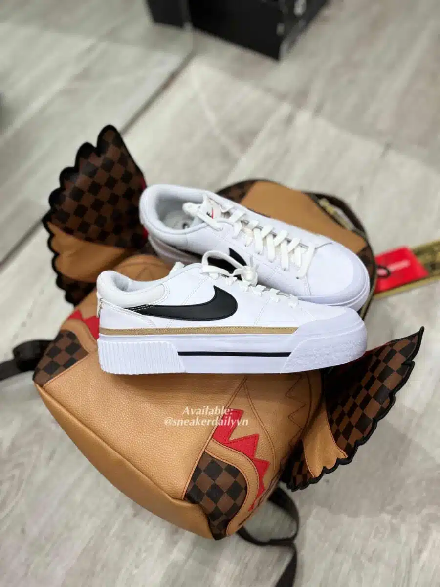 giày nike court legacy lift low 'white black brown' dm7590-100