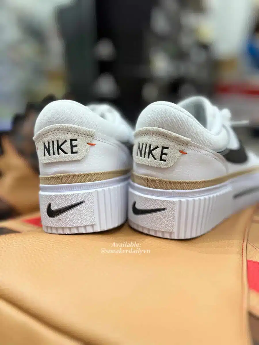 giày nike court legacy lift low 'white black brown' dm7590-100