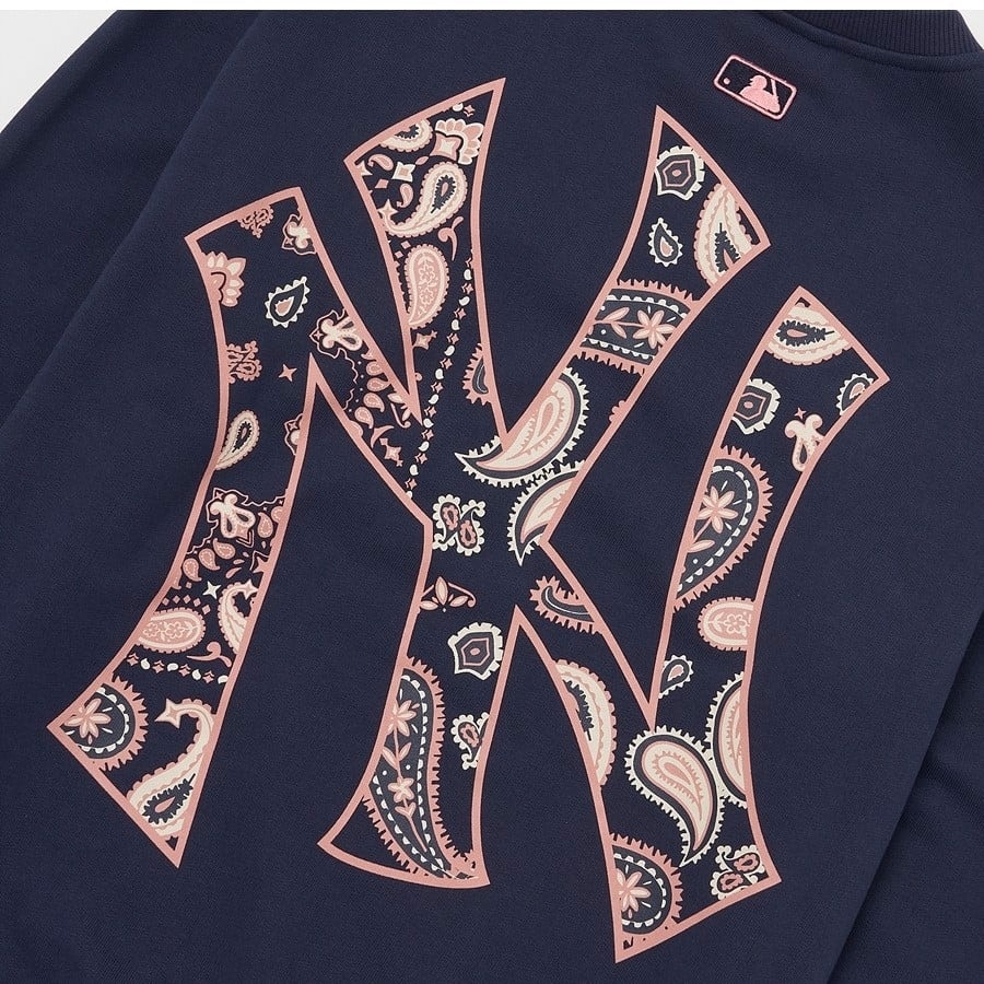 áo mlb paisley big logo overfit sweatshirts new york yankees 3amti0126-50nyd