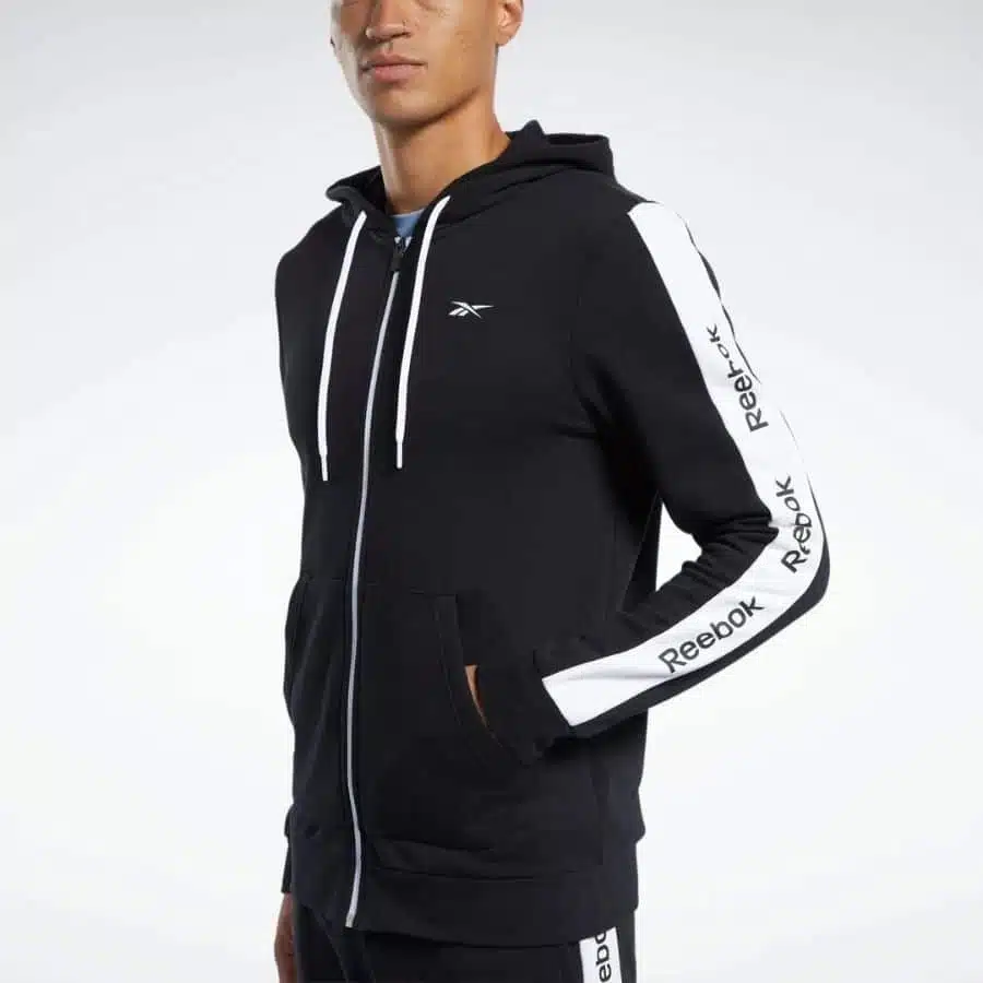 B Th Thao Reebok Essential Linear Logo Tracksuit Black White