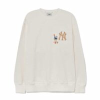 áo nỉ sweater mlb rabbit mega overfit new york yankees màu trắng 3amtq0131-50crs