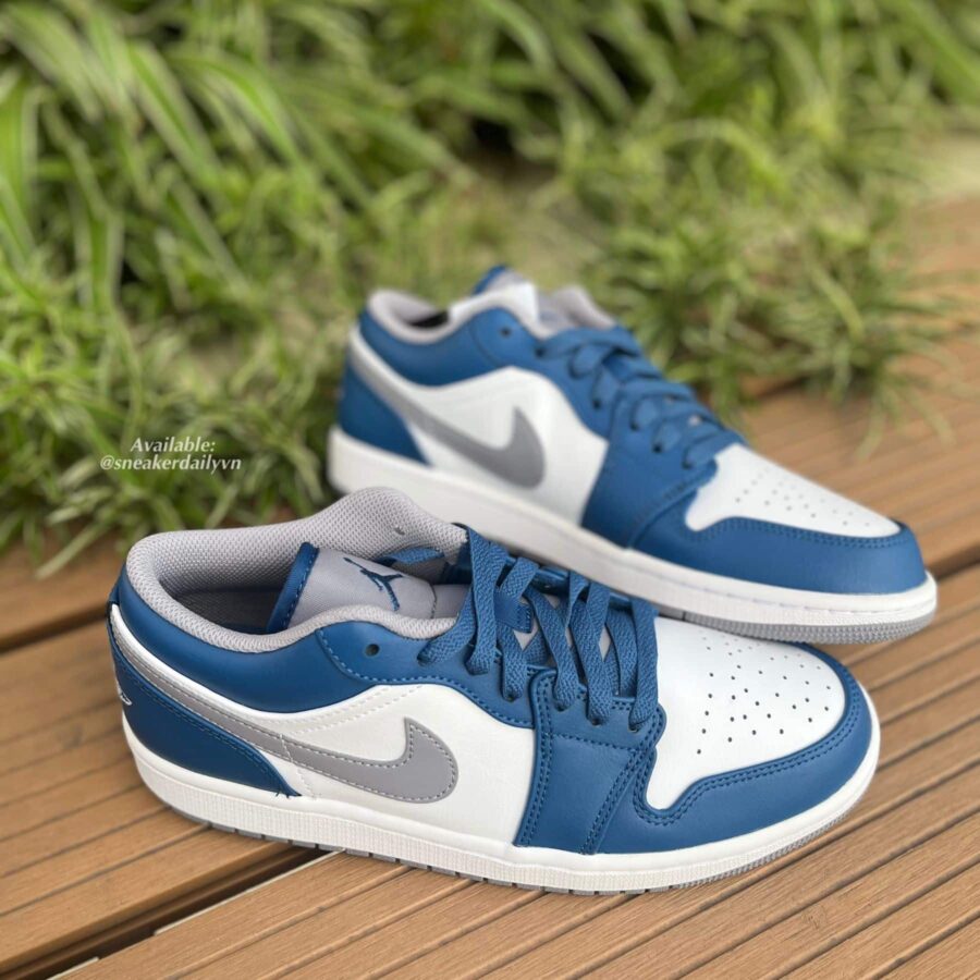 giày nike air jordan 1 low 'true blue cement' (gs) 553560-412