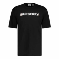 áo burberry logo print cotton oversized t-shirt in black 8053010