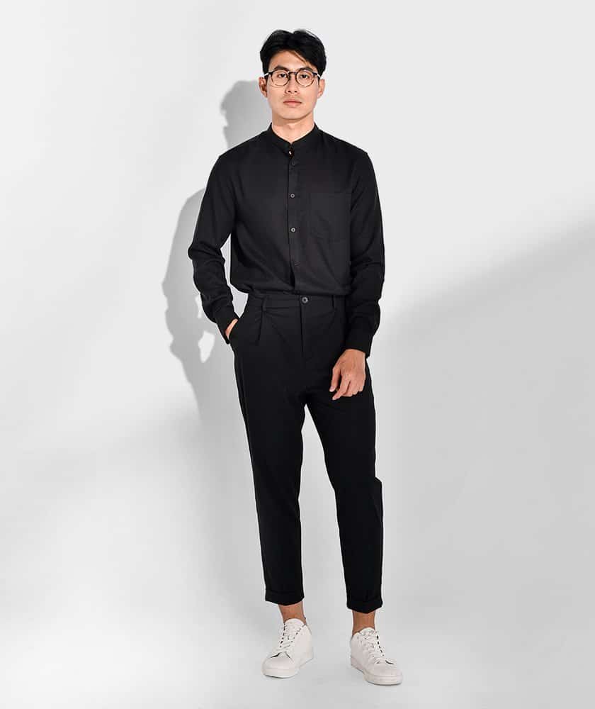 phối áo sơ mi đen với quần gì đúng chuẩn fashionista