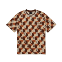 áo phông mlb cube monogram overfit short sleeve t-shirt boston red sox "brown" 3atsm0124-43brd