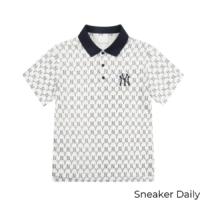áo polo mlb monogram allover collar short sleeve t-shirt new york yankees 31tsqm131-50n
