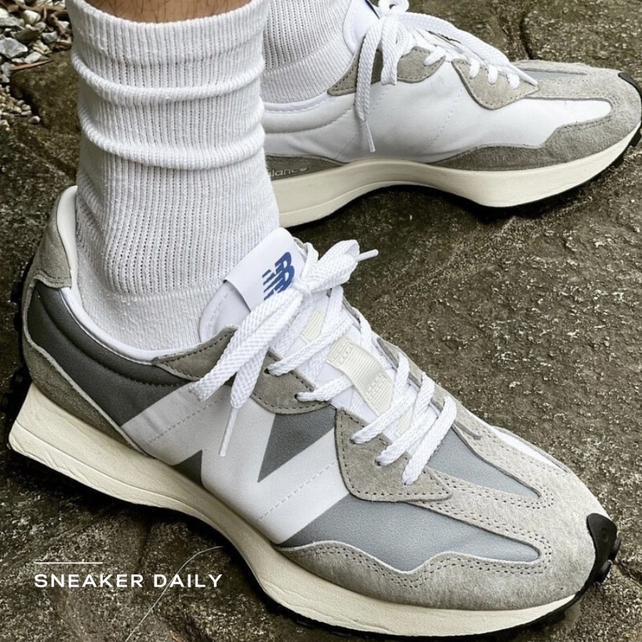 giày (gs) new balance 327 'cement grey white' gs327lab