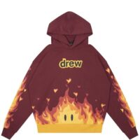 áo drew house hoodie fire burgundy