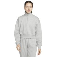 áo nike sportswear phoenix fleece women's ultra-loose semi-zip short sweatshirt 'dark hemp gray' dq5768-063