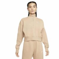 áo nike sportswear phoenix fleece women’s ultra-loose semi-zip short sweatshirt 'hemp brown' dq5768-200