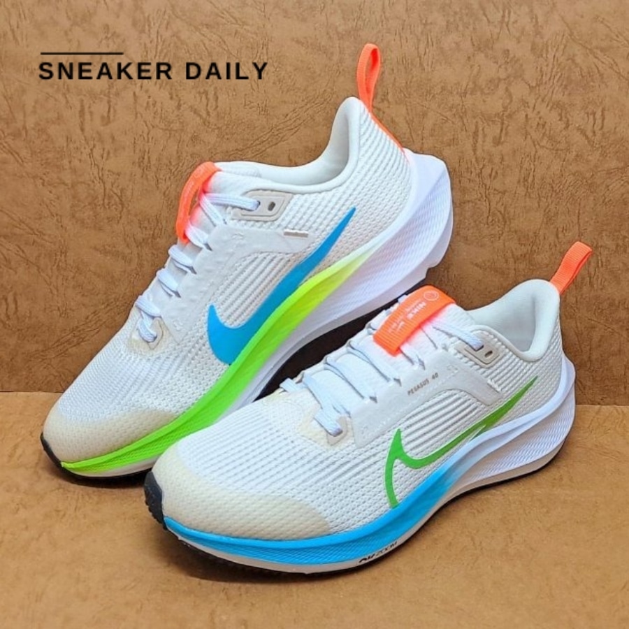 giày (gs) nike air zoom pegasus 40 'pale ivory action green blue' fq6863-131