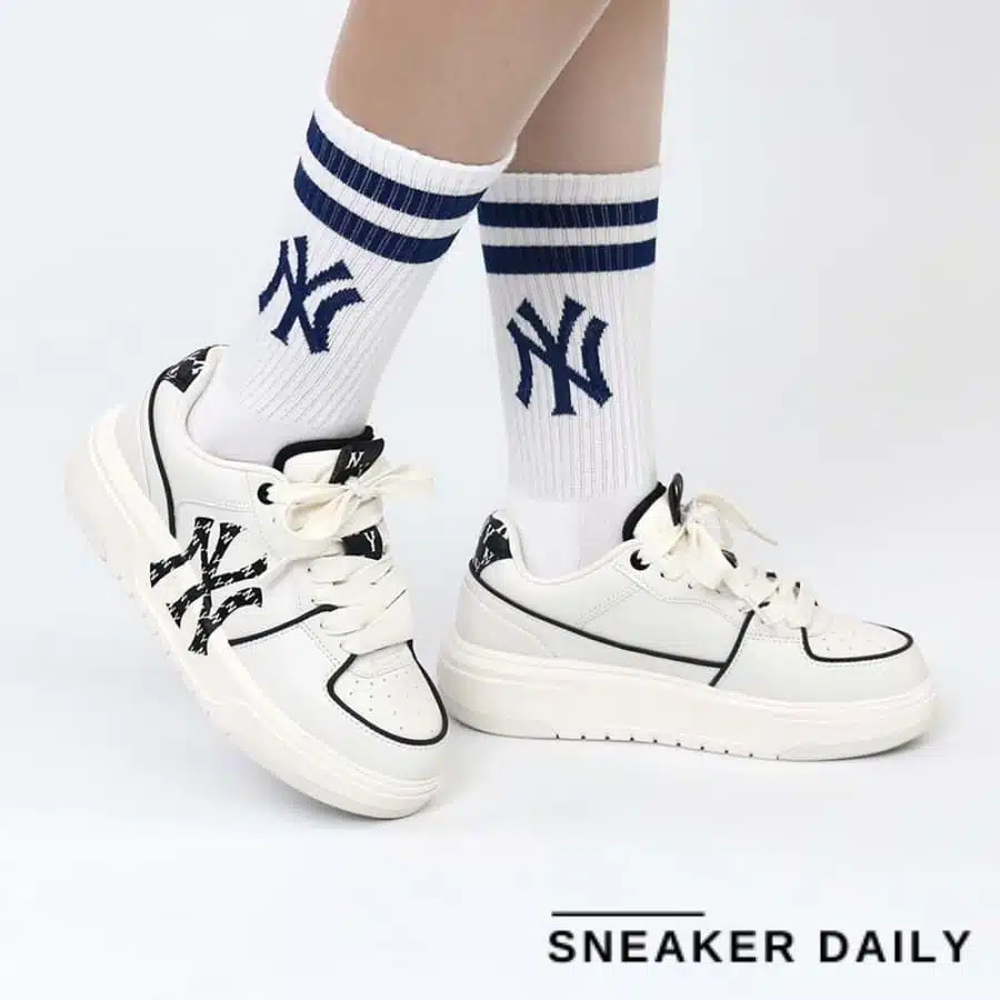 giày mlb chunky liner yankees monogram 'white black' 3asxclr3n-50whs