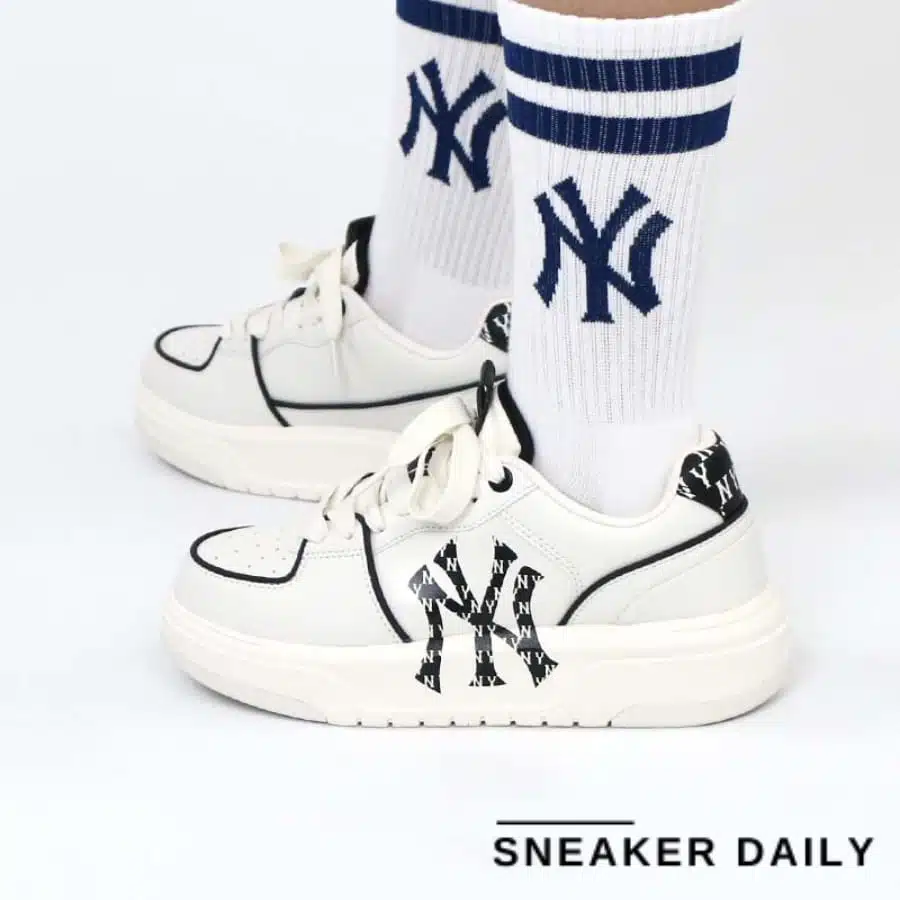 giày mlb chunky liner yankees monogram 'white black' 3asxclr3n-50whs