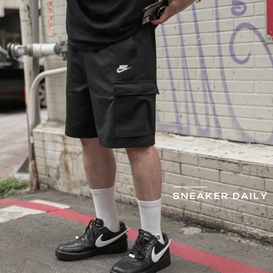 quần nike club men's woven cargo shorts 'black' fb1247-010