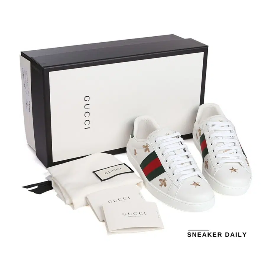 giày gucci ace embroidered 'bees and stars' 386750-a38f0-9073