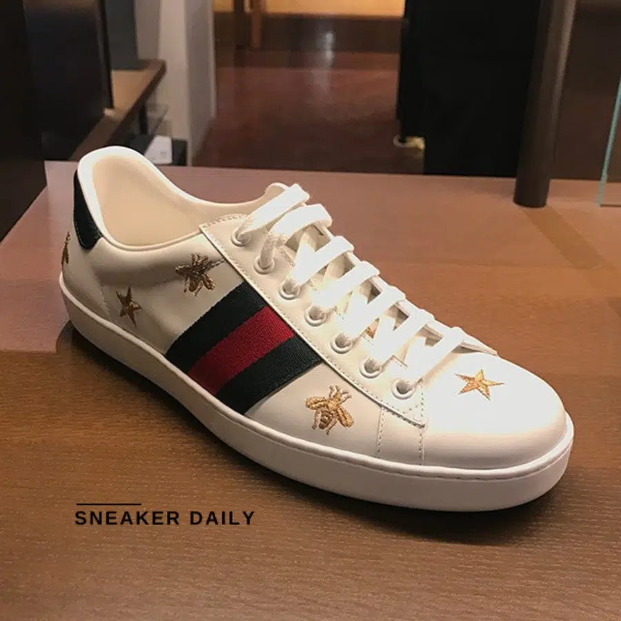 giày gucci ace embroidered 'bees and stars' 386750-a38f0-9073