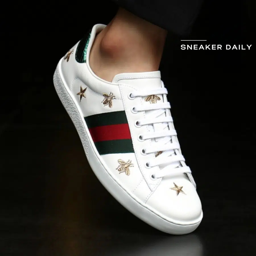 giày gucci ace embroidered 'bees and stars' 386750-a38f0-9073