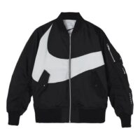 áo nike sportswear swoosh therma-fit contrasting colors large logo reversible loose aviator padded jacket black dd6056-010