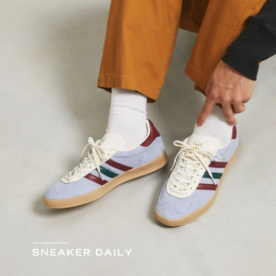adidas gazelle silver green womens Adidas Gazelle Indoor Blue Dawn Collegiate Burgundy Green IG4994 – BM STORE ORIGINAL  FOOTWEAR main image 1