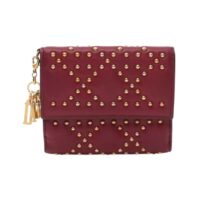 túi dior hook wallet bi-fold wallet leather burgundy studs with charm 080e2ac26c2fb2gs