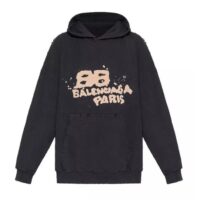 áo balenciaga hand drawn bb icon large fit hoodie in 'black' 9608baaef70887gs