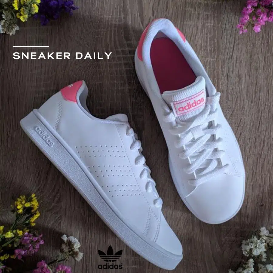 Giay adidas Advantage J White Real Pink WMNS EF0211