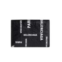 ví balenciaga cash mini bal paris allover small wallet in ‘black’ 713b4ac99d175bgs