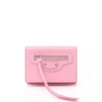 ví pre-loved balenciaga neo classic mini wallet trifold wallet leather light 'pink croc embossed' 147dcac739ecb5gs