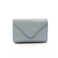 ví pre-loved balenciaga paper mini wallet compact wallet trifold wallet leather 'light blue' d777dacd1e036cgs