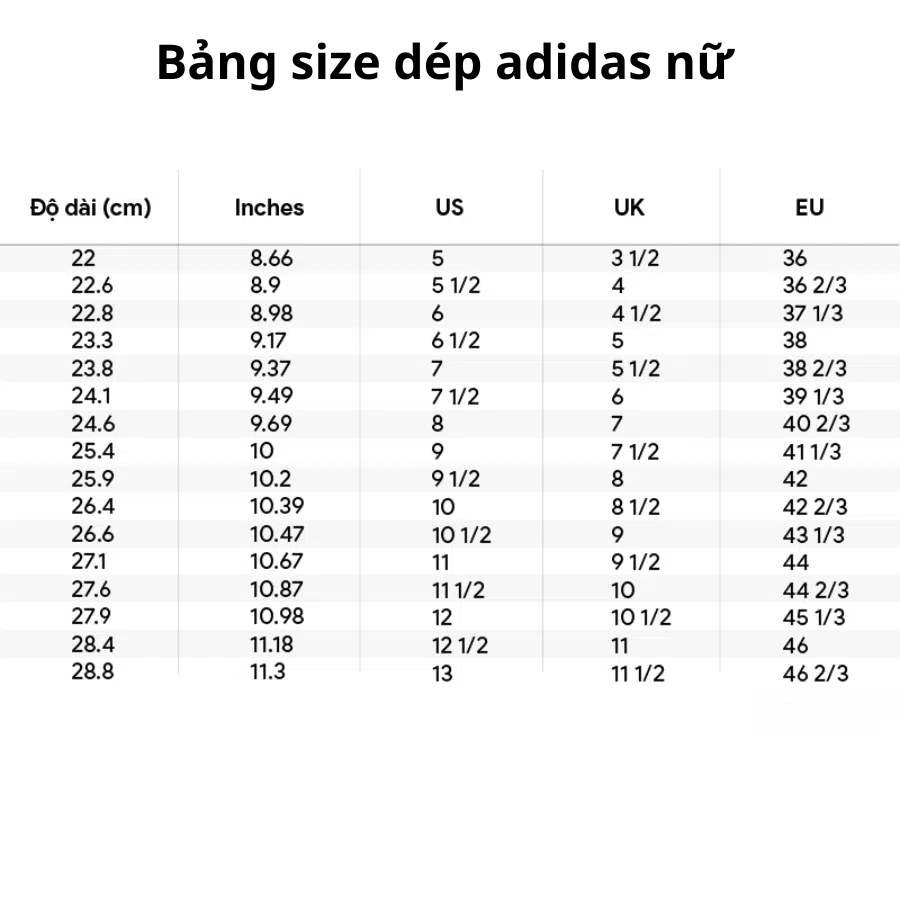 mẹo chọn size dép adidas nhanh và chuẩn xác